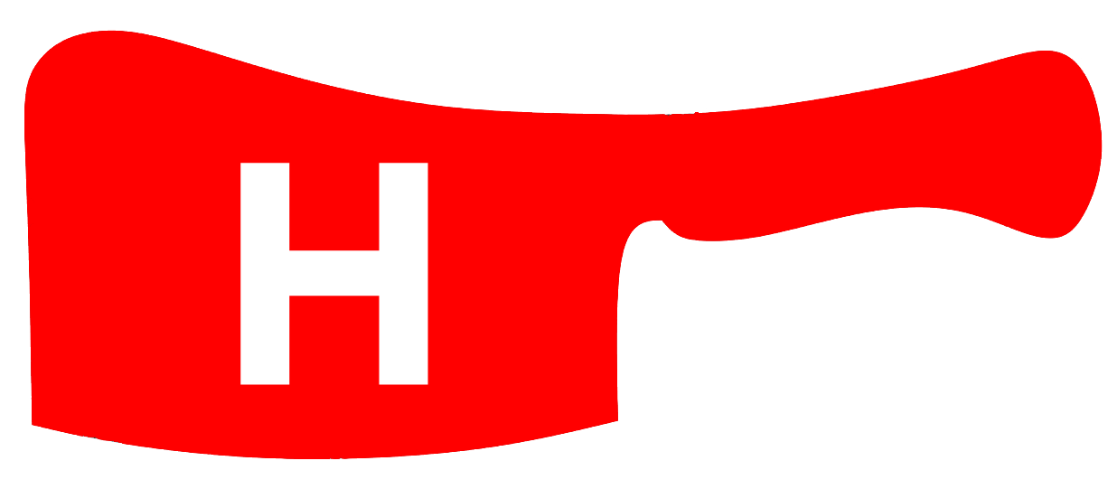 Icon of red meat cleaver with a white H inside