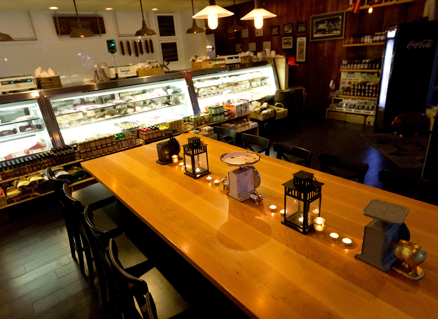 Event table space at the front of the Hofherr Meat Co. store