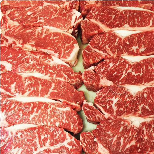 Rows of steaks